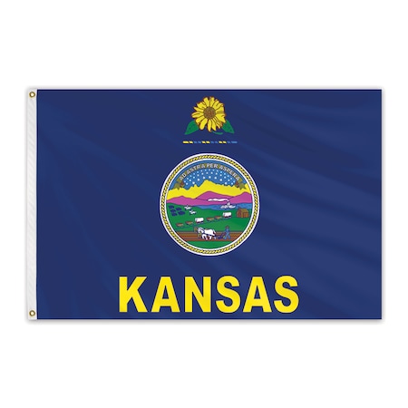 Global Flags Unlimited Kansas Outdoor Nylon Flag 12"x18" 200265